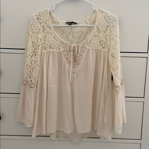American Eagle lace boho top with bell sleeves